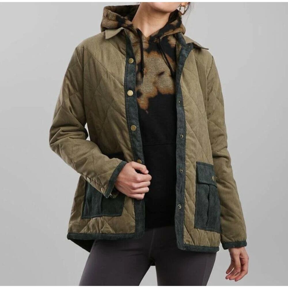 Hem‎ and Thread NWT Pumpkin Patch Chore Style Jacket Barn Coat Green Quilted Med